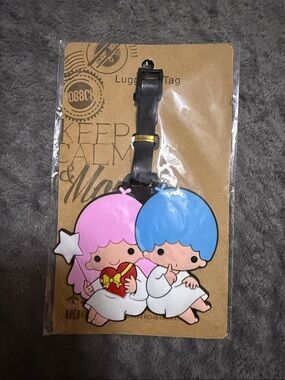 Cute Twin Characters Luggage Tag — Pink & Blue